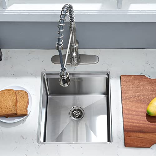 Ecochannels Undermount Kitchen Sink, 15 X 17 Inch Stainless Steel Workstation Sink Bar Sink Single Bowl With Cutting Board #TOP7