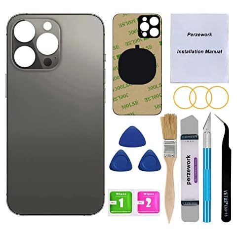 Perzework OEM Rear Cover Back Glass Replacement for iPhone 13 pro max 6.7 inches (Graphite) All Carriers with Pre-Installed Adhesive and Repairing Tool Kits Cover