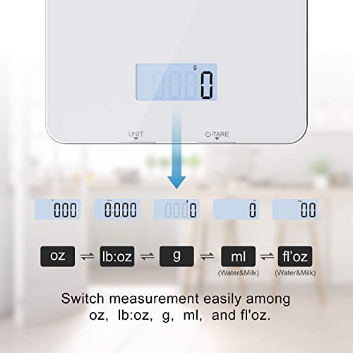 Renpho Food Scale, Kitchen Scale For Food Ounces And Grams, Smart Cooking Calorie Scale With Timer, Nutritional Analysis With App For Keto Macro Weight Loss, White, 11Lb/5Kg #TOP4