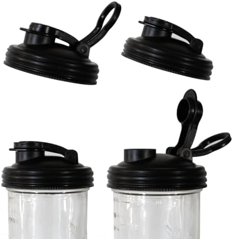 reCAP Mason Jar Pour Carry-Loop Lid, Wide Mouth, 4-Pack, Black, Leak-Proof, Made in the USA, BPA-Free image 5