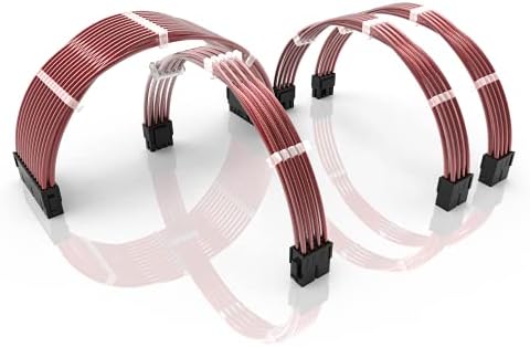 LINKUP - 30cm PSU Cable Extension Sleeved Custom Mod GPU PC Braided w/Comb Kit1 x 24 P (20+4)2 x 8 P (4+4) CPU2 x 8 P (6+2) GPU set300mm - Blue