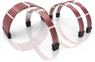LINKUP - 30cm PSU Cable Extension Sleeved Custom Mod GPU PC Braided w/Comb Kit1 x 24 P (20+4)1 x 8 P (4+4) CPU2 x 8 P (6+2) GPU set300mm - White