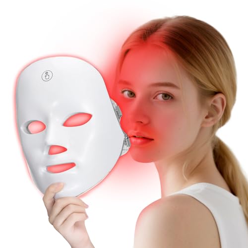 LED Face Mask - Red Light Therapy Face Mask for Skin Rejuvenation, 7 Color LED Light Therapy Facial Mask with Collagen Boost, Anti-Aging, and Acne Treatment, At-Home Beauty Device for Glowing Skin