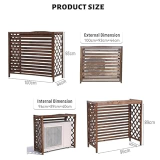 Copertura Condizionatore Esterno In Legno Massello Da Copri Per Piante Grande Supporto Fiori Unità Di Condizionamento(M)