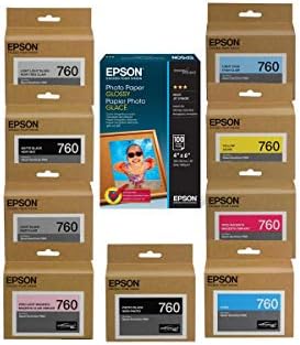 Epson T760 Ultrachrome HD Ink Cartridge Complete Set SureColor P600 Inkjet Printer, 25.9ml Capacity, INKS Consists of HD Photo Black, HD Cyan, HD Vivid Magenta, HD Yellow , HD Light Cyan, HD Vivid Light Magenta, HD Lighy Black, HD Matte Black, Light-Light Black, Epson Glossy Paper, 4x6", Micro Perforated
