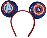 CLGIFT Mickey Ears Headband, Black Silver Mickey ears no bow diy Minnie, Blue Avengers for boys, Handmade