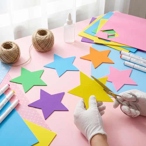 Image of Ireer 48 Pcs Large Star Shaped Foam Cutouts 6 Inch Neon Bulletin Board Decor Star Shape Cutouts DIY Crafts for Classroom Craft Project Party Supplies Chalkboard Wall Decor