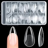 krofaue 240Pcs Almond Nail Tips - Professional Soft Gel Press on Nails with Half Matte 12 Sizes Acrylic Fake Tips for Gel Polish & Dip Powder DIY Home Manicure
