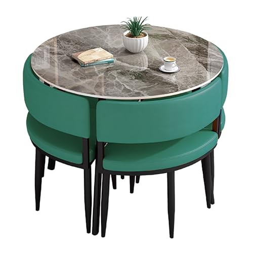 Moderno juego de mesa de comedor para muebles de cocina de 4 a 5 piezas con mesa redonda/cuadrada y 4 sillas, perfecto para espacios pequeños, solución elegante para reuniones y comedor