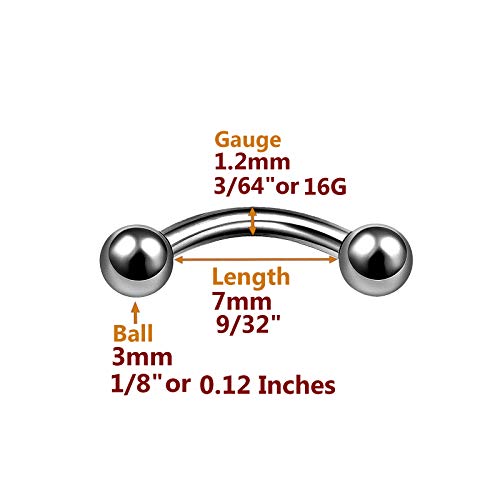 MATIGA Titanium 16 gauge Curved Barbells Stud Piercing Jewelry Cartilage Labret Helix Eyebrow Rook 3mm Ball More Choices2