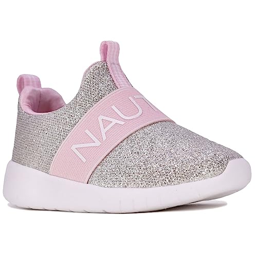 Nautica Kids Girls Boys Fashion Sneaker Slip-On Athletic Running Shoe For Toddler And Little Kids-Matdeck Girls-Silver Glitter Pink-9 #TOP12