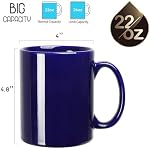 22 OZ Grande tasse de café extra, Harebe Coupe de thé en céramique lisse Boss pour bureau et maison, grande capacité et poignée, pour les hommes de papa, bleu