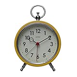 Cloudnola Station Metal Alarm Clock, Yellow and Black, LED Light up, 4.4 inch Diameter, Silent Non...