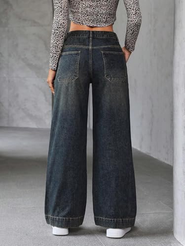 Image of GRECIILOOKS Women's Regular Fit High Rise Jeans | Pant | Baggy High Waist | Bell Bottom | Casual Straight Fit Trousers with Utility Pocket Design