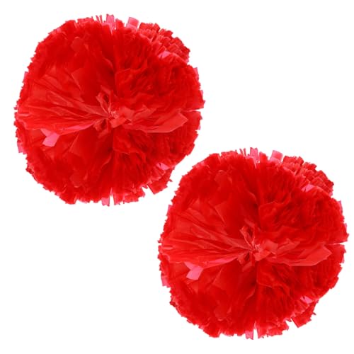 BESPORTBLE 2pcs Cheerleader Poms Cheerleading Pompom Cheering Squad Pom Poms Dance Flower Ball Cheer Poms Plastic Cheering Poms Plastic Ring Pom Poms Cheerleader Supplies Poms Cheer or Red