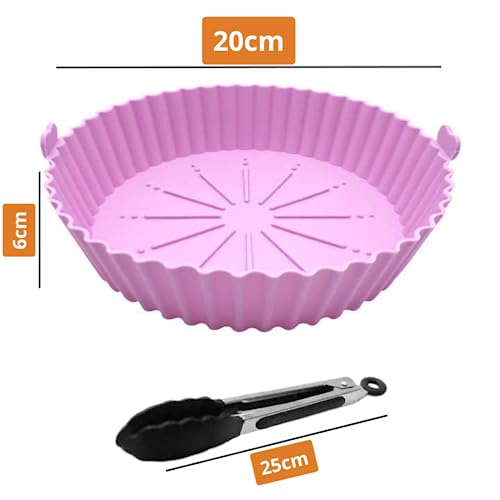 Kit 2 Formas Forros Assadeira Para Air Fryer De Silicone Reutilizável Antiaderente Resistente ao Cal