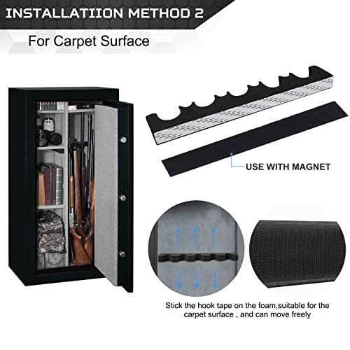 Xmjy 2 Pack Foam Gun Rack For 5 Rifles -Universal Gun Holder With Magnetic Strip And Hook Strip,Rifle Rack Rest For Gun Safe Cabinet Indoor Outdoor Wall Mount #TOP2