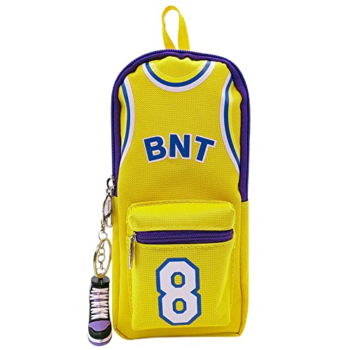 Ropniik Trousse à Crayons Basket 21x10x8cm,Jaune Basket Grande Capacité Trousse École,Étui à Crayons Basket,School Papeterie Boîte Garçons,Boîte à Crayons Basket