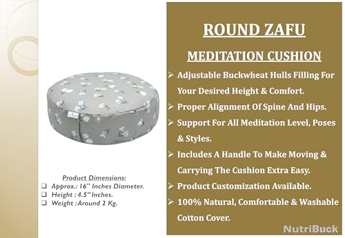 Image of Buckwheat ZAFU Meditation Cushion Filled with Buckwheat Hulls (ROUND - MOONLIGHT MIST)