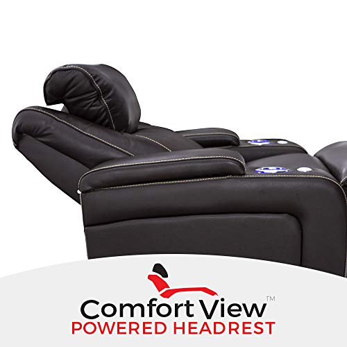 Seatcraft Pantheon - Big & Tall - Home Theater Seating - Living Room - 400 lbs Capacity - Top Grain Leather - Power Recliner - Powered Headrest and Lumbar - Cupholders - Arm Storage, Brown - Thumbnail 4