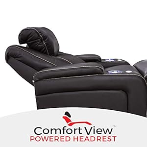Seatcraft pantheon big tall home theater seating living room 400 lbs capacity italian leather power recliner powered headrest and lumbar cupholders arm storage brown  urban country home decor