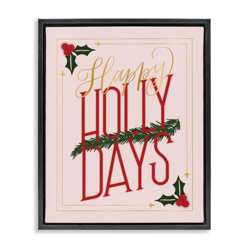 Happy Holly Days Botanical Holiday, 17 x 21 Inch Canvas in Floater Frame