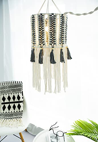 Macrame Lamp Shade Boho Hanging Pendant Light Cover Ceiling Lighting Handmade Chandelier Shade For Bedroom #TOP3