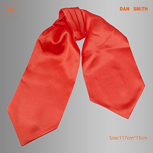 Dan Smith Mens Red Solid Mens Polyster Ascot Fantastic Gentlemen Love Series Cravat For Evening Dra7E01L Red #TOP2