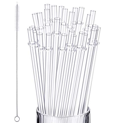 50 Pieces Reusable Drinking Straws Long Clear Plastic Straws Thick