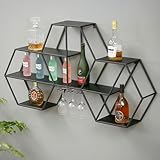  GFRWKCEX Casier à vin Mural, casiers à vin autoportants, étagères à vin flottantes à 4 Niveaux, Organisateur de Rangement pour Bouteilles avec Cadre en métal pour Cuisine, Salle à Manger, Salon (coul