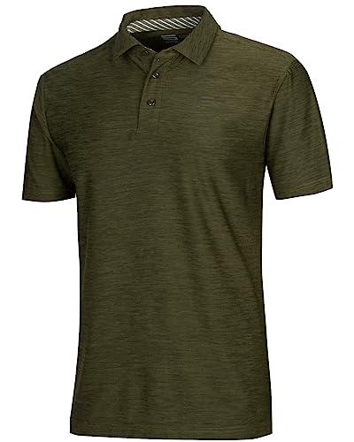 Image of Three Sixty Six Golf Shirts for Men - Dry Fit Short-Sleeve Polo, Athletic Casual Collared T-Shirt, Camo Green, XX-Large