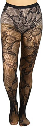 Image of ToBeInStyle Women's Elegant Floral Lace Inspired Spandex Net Full Length Tights