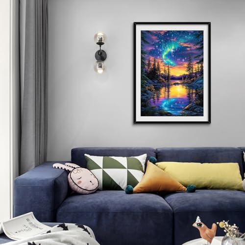 Starry Sky Aurora Lake Diamond Painting Kits for Adults Art Kit 30x40 cm — view 2