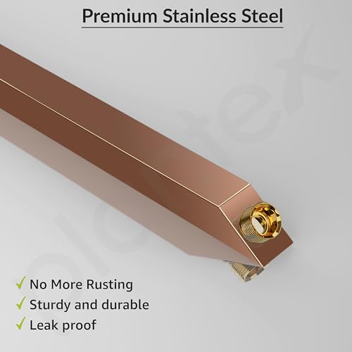 Image of Plantex 14-Inch Shower Arm for Overhead Shower /Stainless Steel Shower Pipe /Wall Mount Bathroom Fitting with -Inch Thread - Pack of 1 (PVD Rose Gold)