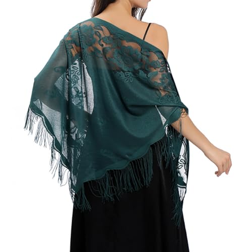 Katutude Lace Shawls and Wraps for Evening Dresses Women's Floral Lace Scarf Shawl with Tassels White Bridal Shawls and Wraps