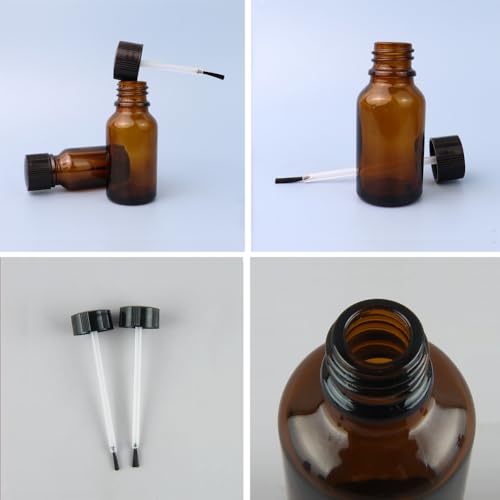 UPSTORE 4 frascos vazios de esmalte de 20 ml com tampa de pincel para arte de unhas