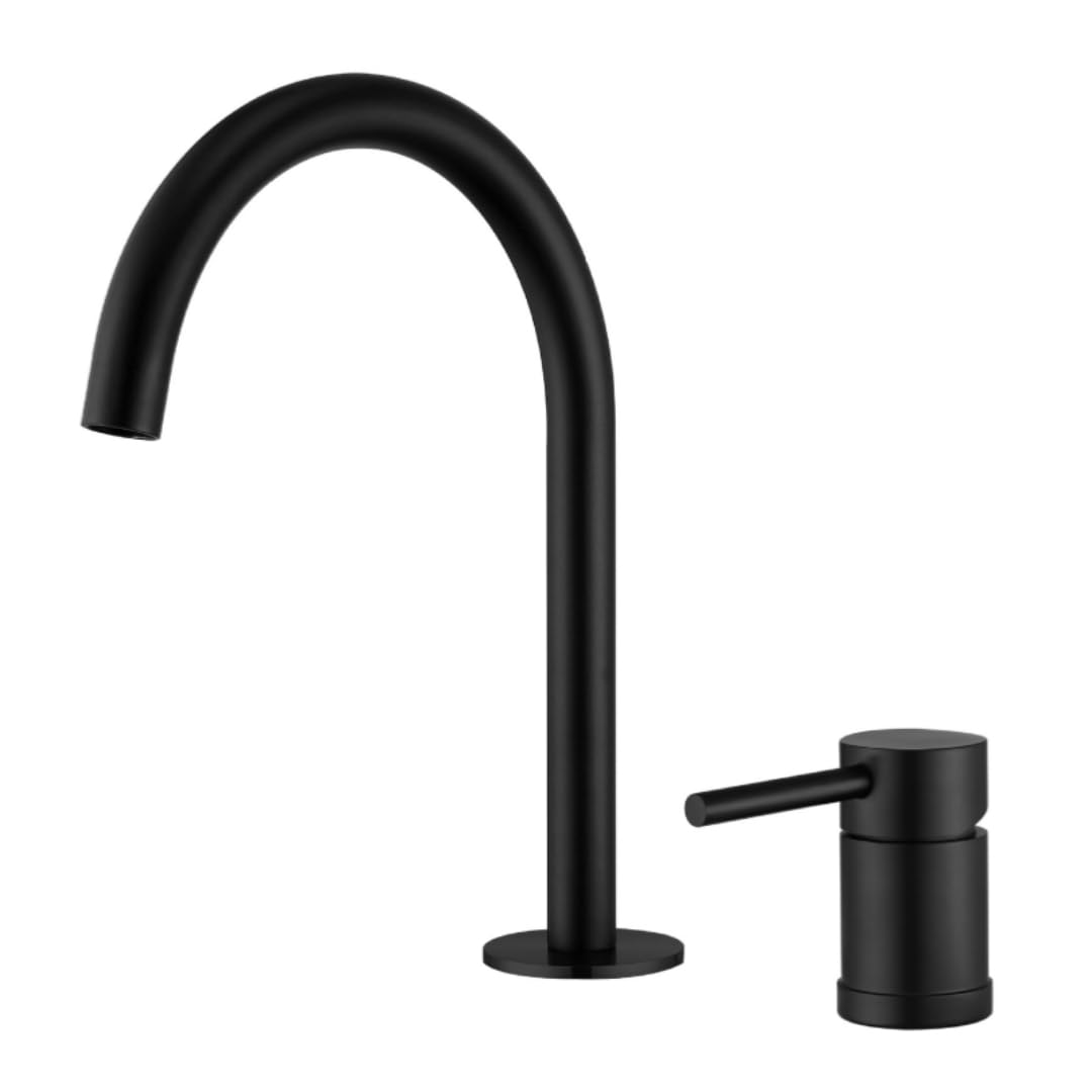 Grifo de lavabo de acero inoxidable para ahorrar espacio, mezclador negro giratorio