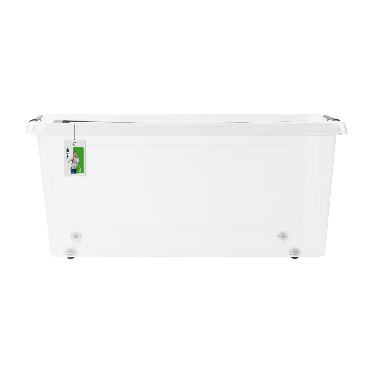 PAFEN 4x Unterbettkommode Aufbewahrungsbox 40L mit Rollen und Griff - 38,5 x 25 x 58 cm - Transparent Boxen Aufbewahrung Stapelboxen mit Verschlussclips Kunststoffbehälter