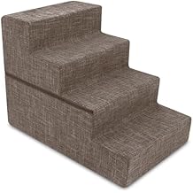 Best Pet Supplies Dog Stairs & Steps - Foam Steps for Small Dogs & Cats, Non-Slip Indoor Balanced Pet Step Support, Dog Ramp, No Assembly, Brown Linen, Foldable 4-Step 22-inch Height