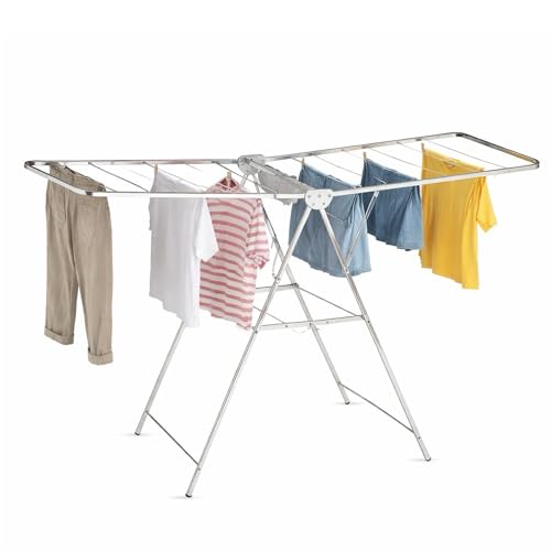 Image of Premium Heavy Duty Foldable Stainless Steel Cloth Drying Stand (Butterfly Design) | 3 Tier Mirror Finish | Space Saving Wall Mounted Laundry Rack for Clothes, Towels, Balcony & Bedroom