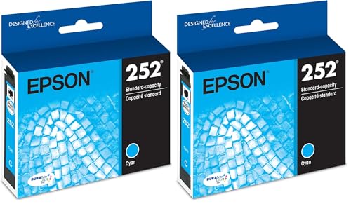 Image of Epson T252 DURABrite Ultra Ink Standard Capacity Cyan Cartridge (T252220-S) for Select Workforce Printers, 1 Count (Pack of 2)