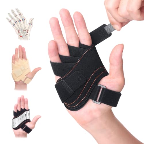 DrFinger Finger Ulnar Deviation Splint Brace, Finger Joint Deviation Orthopedic Corrector With Metal Bracket-Black-(Right-S-M)