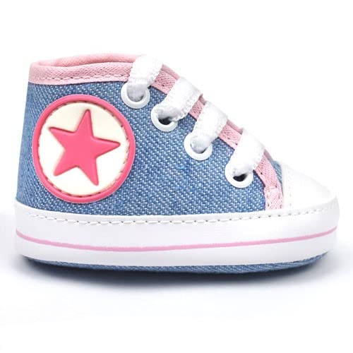 Tênis Bebê Star Cano Alto Jeans Rosa (P a GG) - Baby Soffete