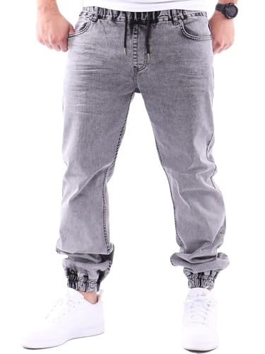 Reslad Jeans Jogginghose Sweathose in Jeansoptik Jeans-Herren Slim Fit Herren-Hose RS-2073 (2XL, Grau)