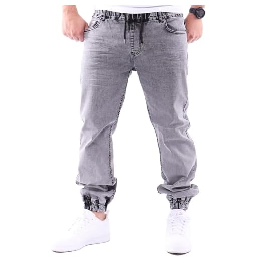 Reslad Jeans Jogginghose Sweathose in Jeansoptik Jeans-Herren Slim Fit Herren-Hose RS-2073 (2XL, Grau)