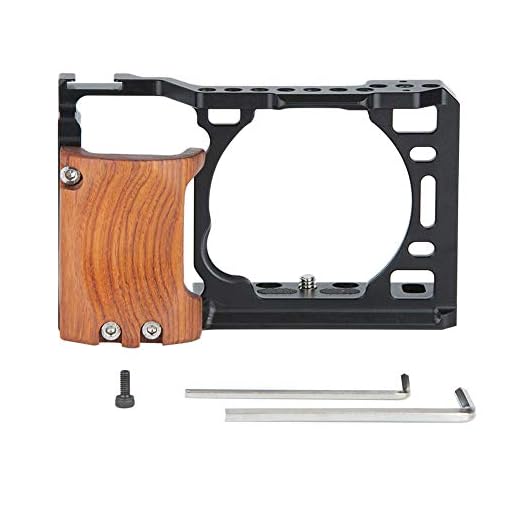 NICRYRIG Cage Kit for A6400 A6500 Sony Mirrorless Camera, with Wooden Handle Grip M2.5 Screw - 110