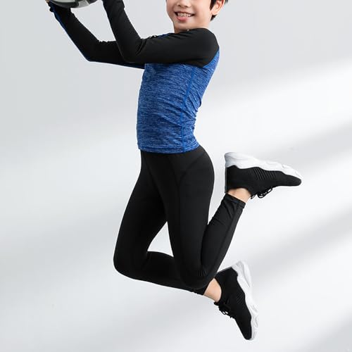 easyforever Kids Boys Compression Sets Thermal Long Sleeve Top And Leggings Athletic Set Gym Sport Fitness Underwear Suits Blue 5-6 Years2