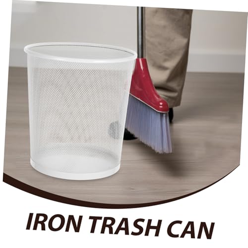 Caneca de basura rectangular de hierro blanca miniatura 3