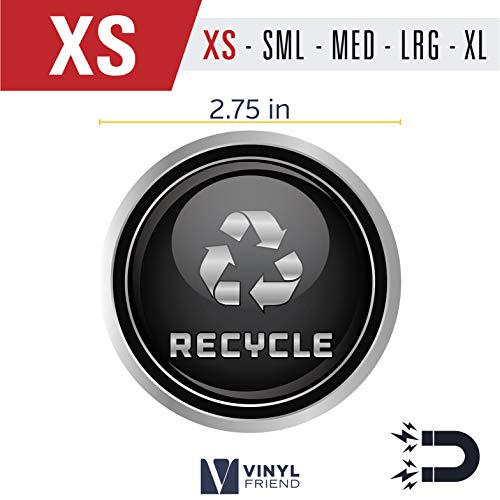 Recycle And Trash Logo Symbol - Elegant Golden Look For Trash Cans, Containers, And Walls - Laminated Vinyl Decal (X-Small - 2.75In X 2.75In, Silver Grey - Magnetic) #TOP2