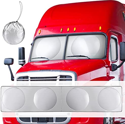 Semi-Truck Sun Shade for Windshield & Side Windows,240T Windshield Sun Shade Maximum Coverage Windshield for Truck to Block UV/Sun Heat Rays Semi Truck Accessories,for Semi/Commercial/RV/Big Rig Truck